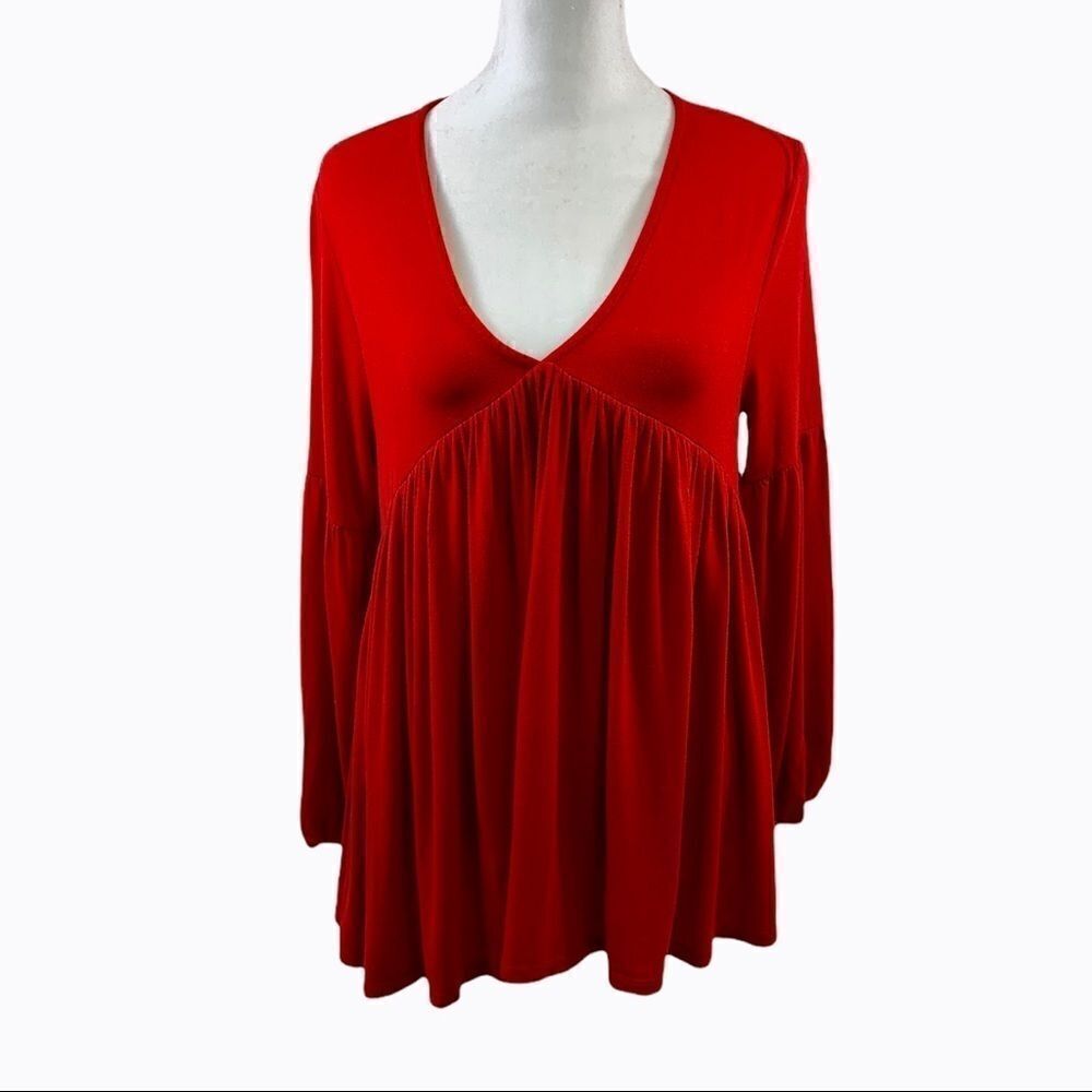 Eri + Ali Anthropologie Red Loose Blouse Size S